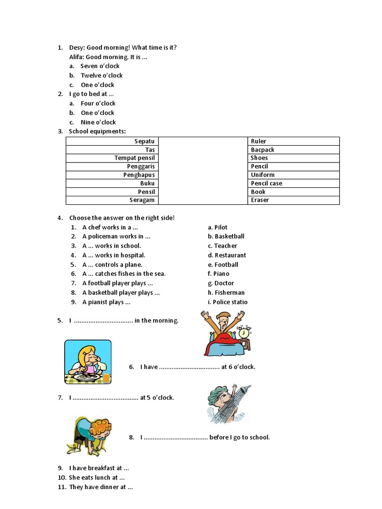 Contoh Soal Bahasa Inggris Kelas 1 - Contoh Soal Terbaru