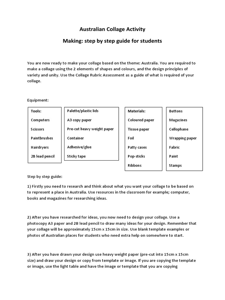 Australian Collage Creation Guide | PDF