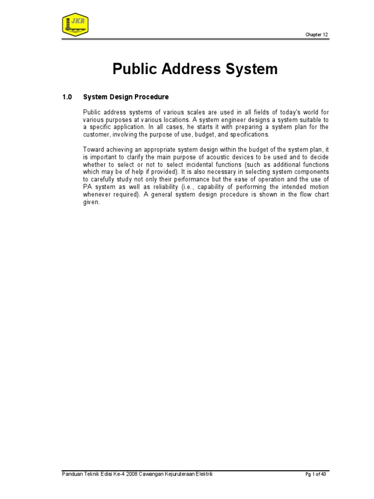 Public Address System Design Guide | PDF | Microphone | Loudspeaker