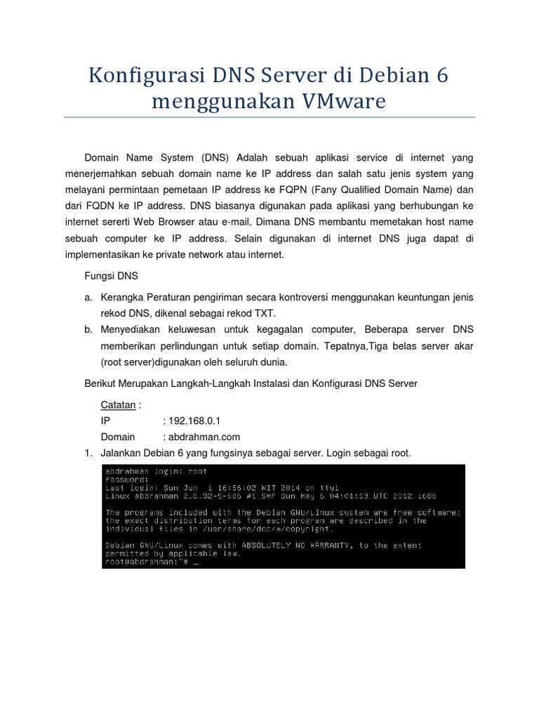 Konfigurasi DNS Server di Debian 6 | PDF | Komputer