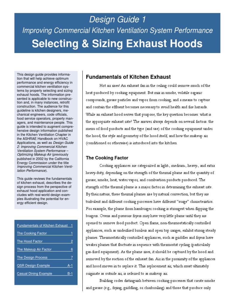 Commercial Kitchen Hood Design Guide 1 031504 | PDF | Ventilation