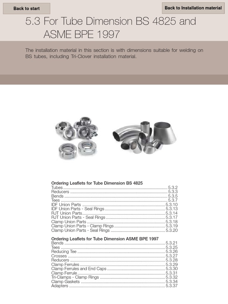 Tube Dimension BS 4825 and ASME BPE 1997 Download Free PDF