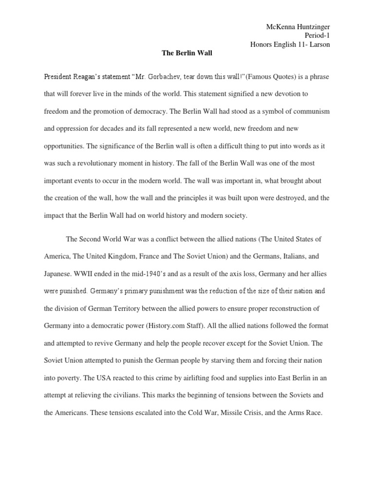 the berlin wall research paper Berlin Wall Cold War