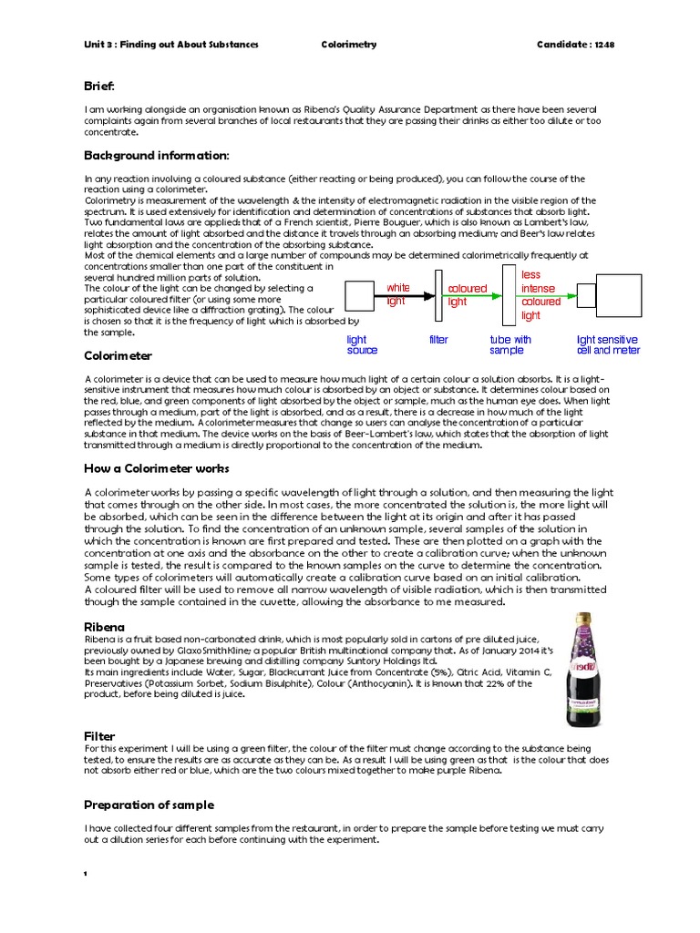 Colorimetry Essay PDF Light Absorbance