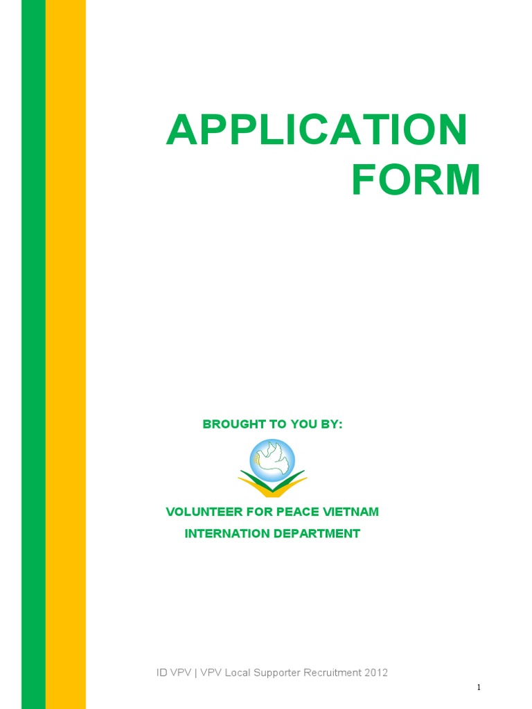 VPV Local Supporter Application Form | PDF | Business