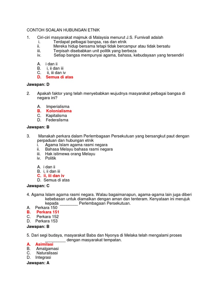 Contoh Soalan Temubual Hubungan Etnik - B Warna