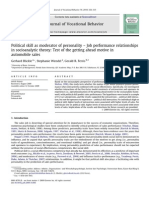 Political Skill As Moderator of Personality - Job Performance Relationships