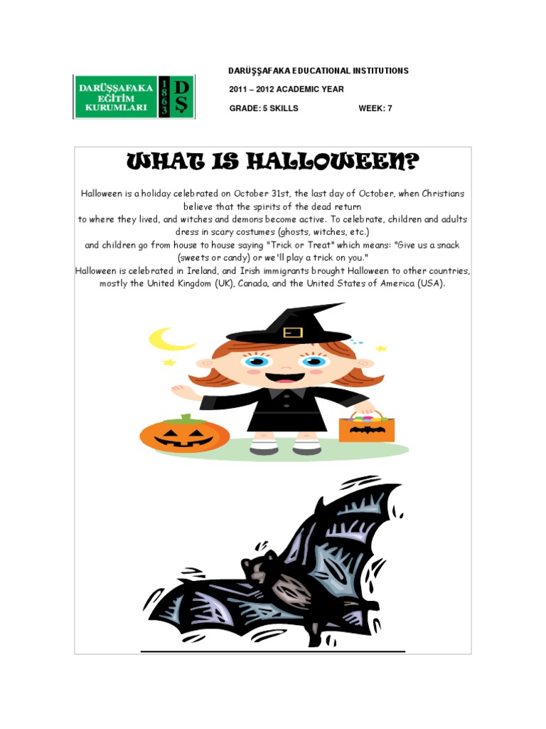 Halloween Vocabulary Handout Halloween Costume