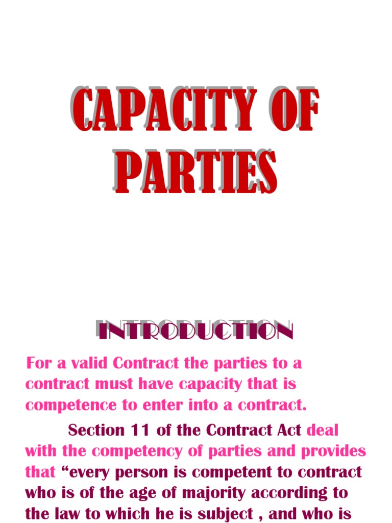 Capacity of Parties Law Of Agency Civil Law (Legal System)