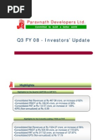 Q3 FY 08 - Investors' Update: Parsvnath Developers LTD