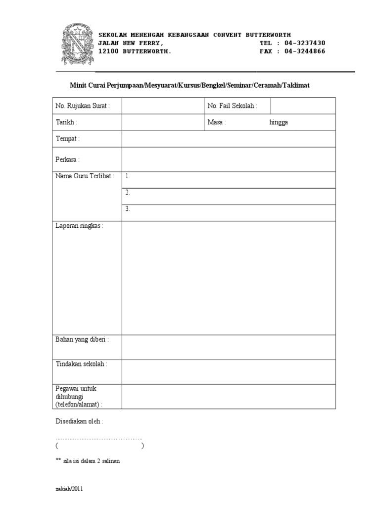 Borang Laporan Selepas Menghadiri Kursus Pdf