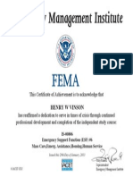 F.E.M.A. Certification in Emergency Support Function (ESF) #6 in Mass Care, Emergency Assistance, House, Human Service 