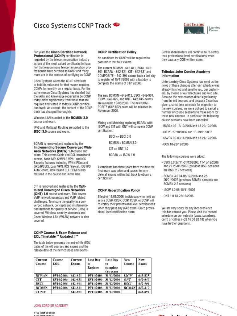 CCNP Certification Updates & Courses | PDF | Cisco Certifications ...