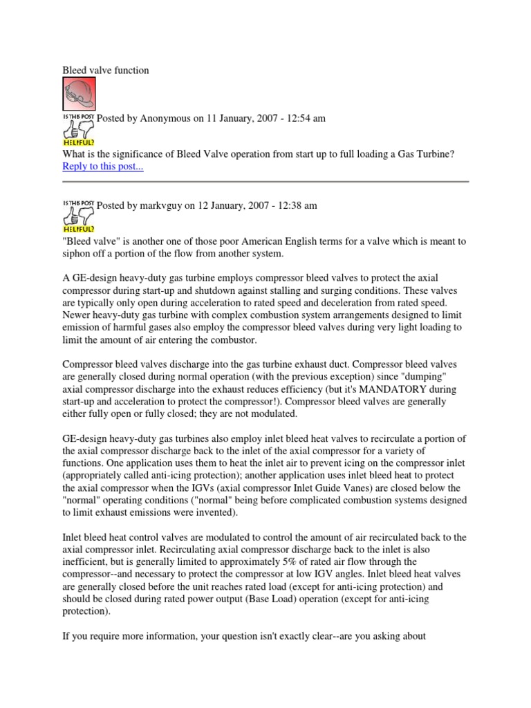 Bleed Valve Function PDF Gas Compressor Gas Turbine
