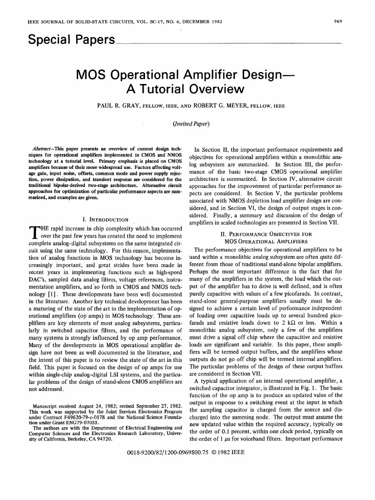 CMOS Operational Amplifier Design Overview | PDF | Science & Mathematics