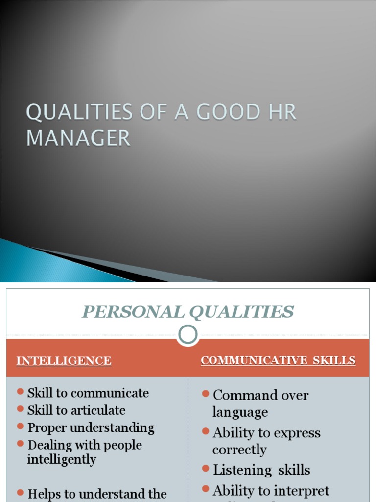Essential Qualities of an HR Manager | PDF | Attitude (Psychology ...