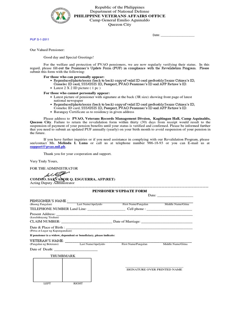 PVAO_Pensioners Update Form777 Identity Document Government And