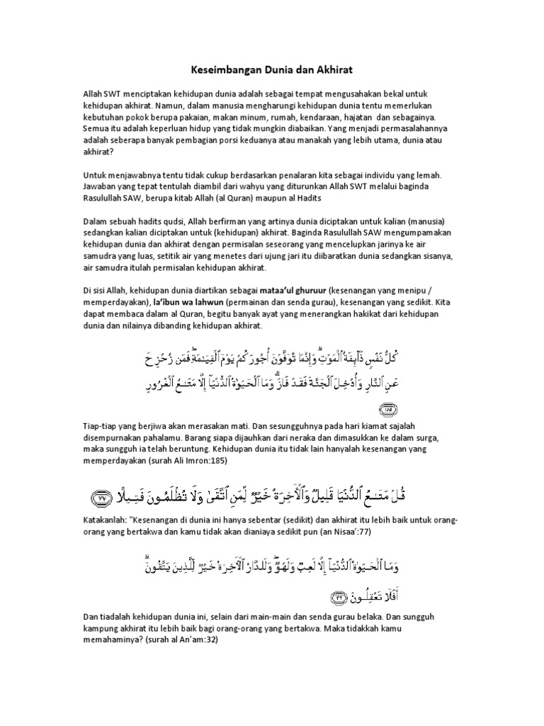 Keseimbangan Dunia Dan Akhirat Pdf