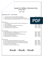 Draft Programme For Afrikan Liberation Day