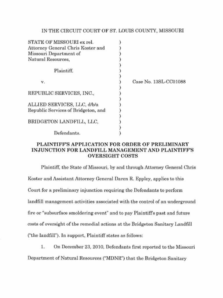 Koster Landfill Injunction | PDF