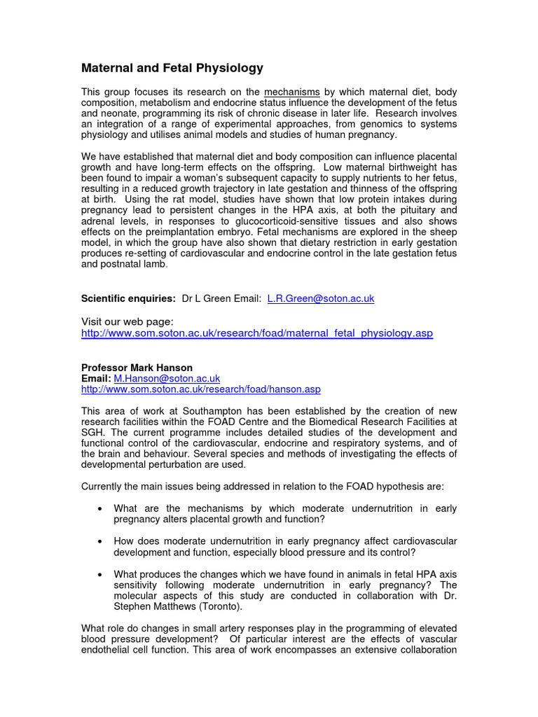 Maternal Diet's Impact on Fetal Health | PDF | Fetus | Prenatal Development