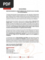 Nota de Prensa - Marcha Al Congreso - Union Civil ¡Ya!