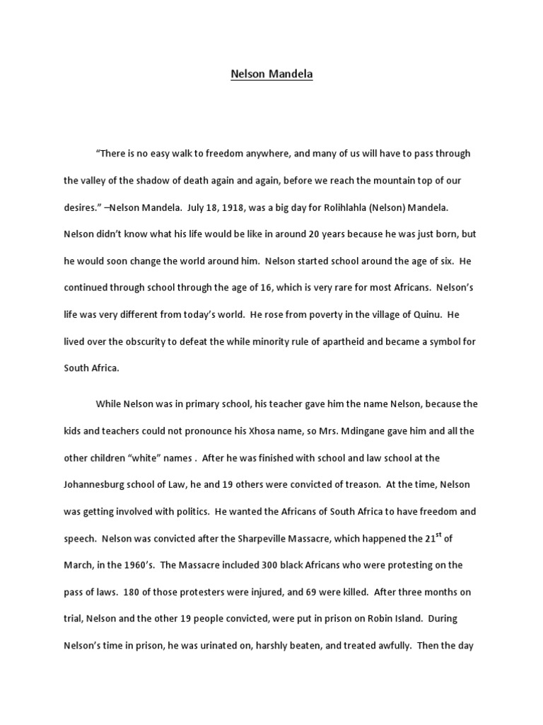 Formal Outline and Rough Draft For Nelson Mandela | PDF | Nelson ...