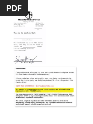 Classic Doctors Note (Signed)