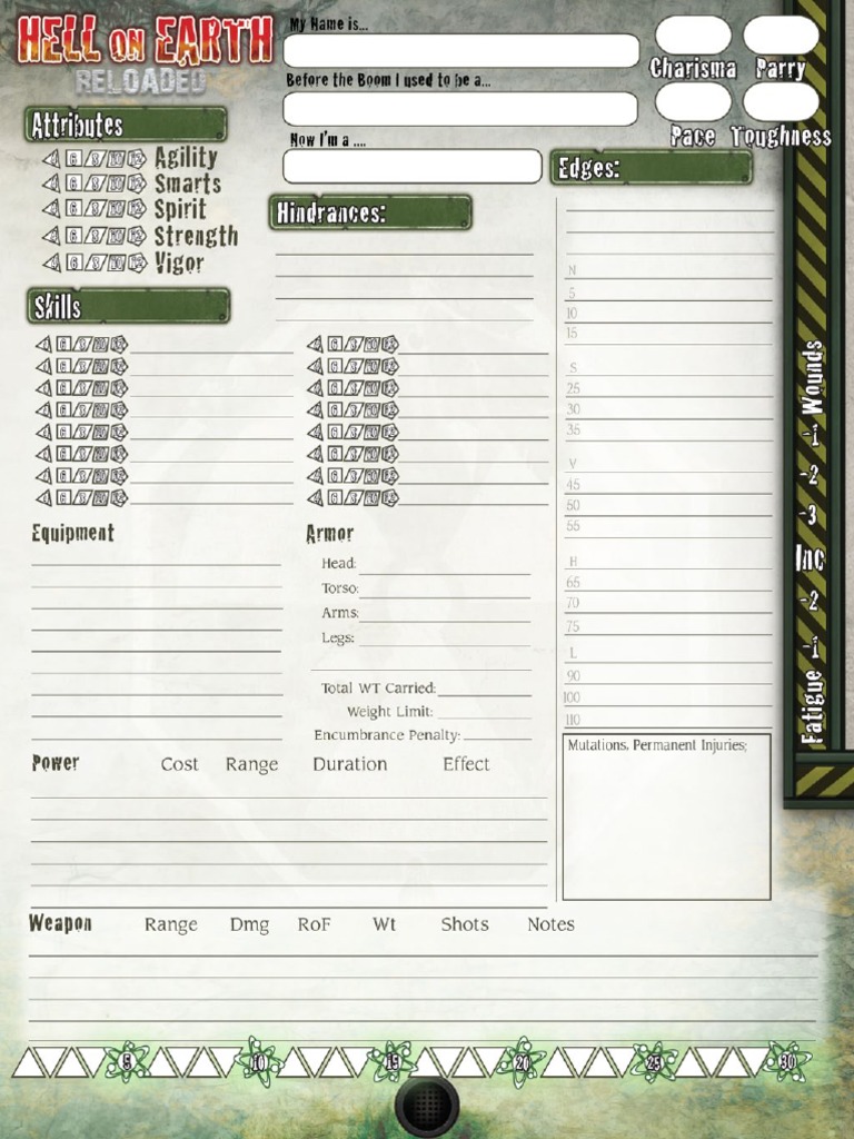 Deadlands Reloaded Character Sheet Form Fillable - Printable Forms Free ...