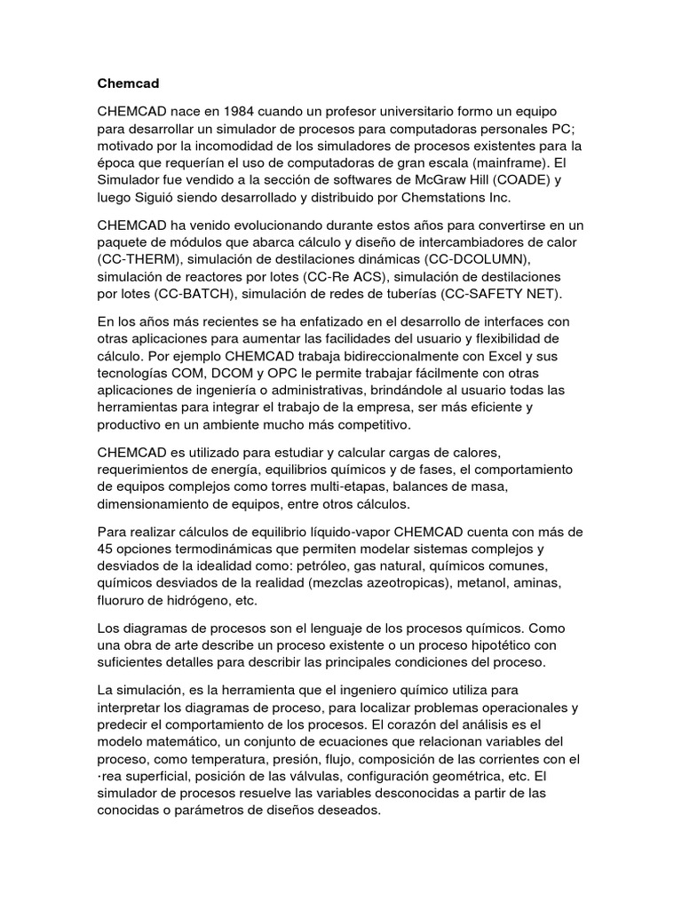 Chem Cad | PDF | Algoritmos | Simulación