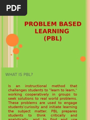 Problem Based Learning