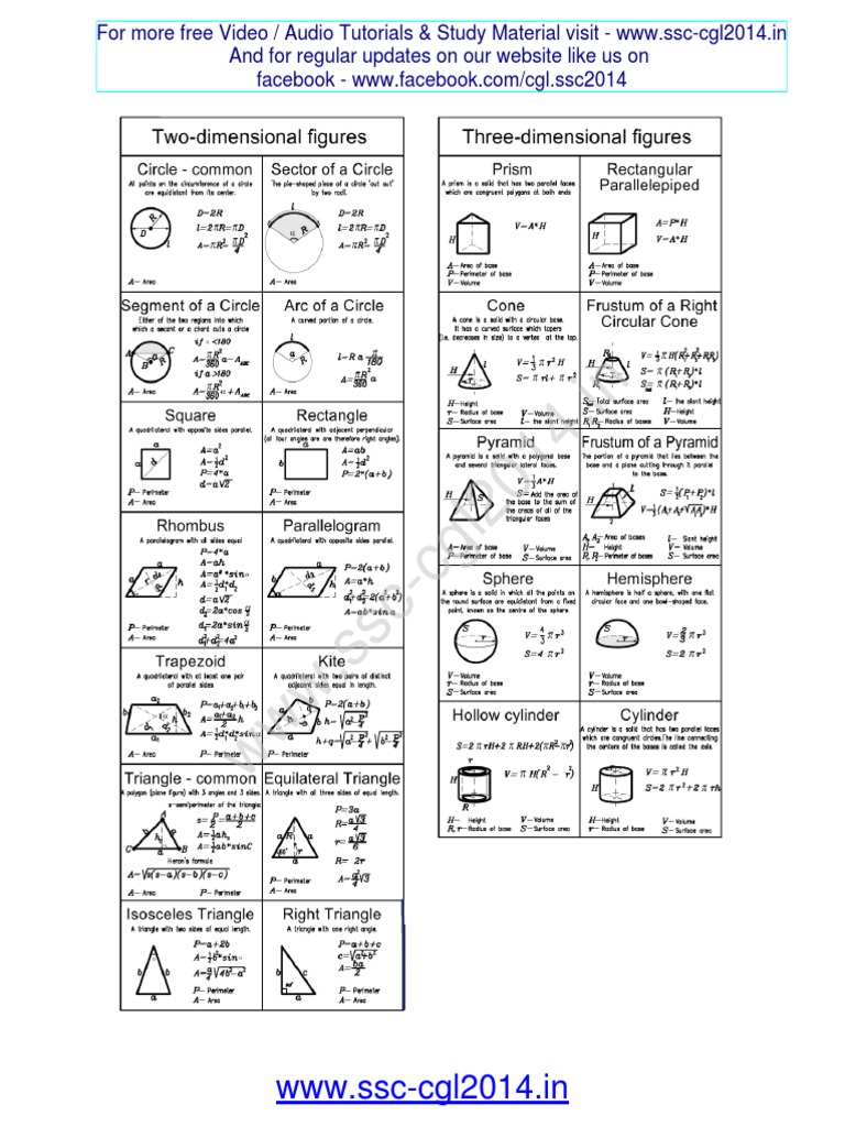 Basic Geometry Formula | PDF