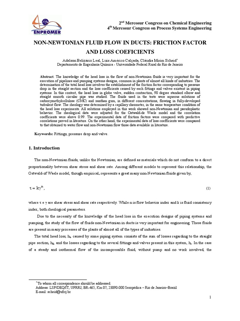 Non Newtonian Fluid Flow in Ducts | PDF | Fluid Dynamics | Rheology