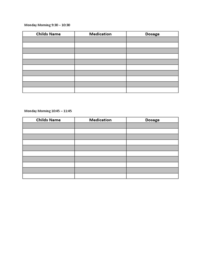 Child Medication Schedule | PDF