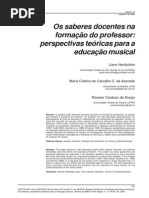 Os saberes docentes na formação do professor- perspectivas teóricas para a educação musical