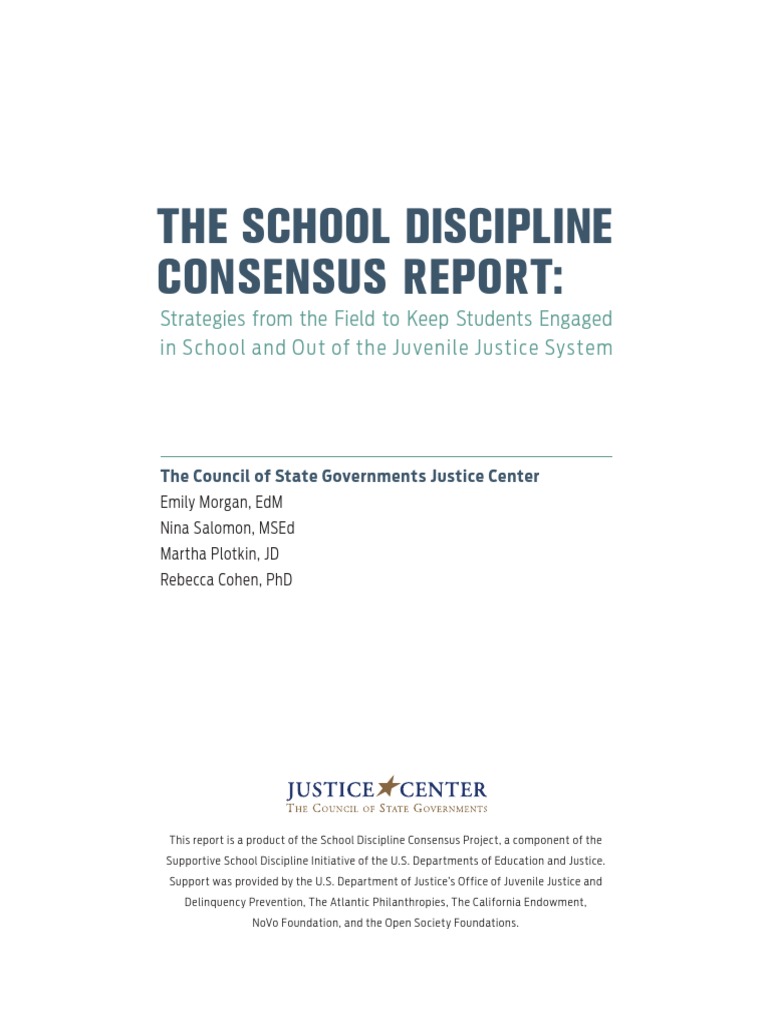 The School Discipline Consensus Report | PDF | Juvenile Delinquency ...