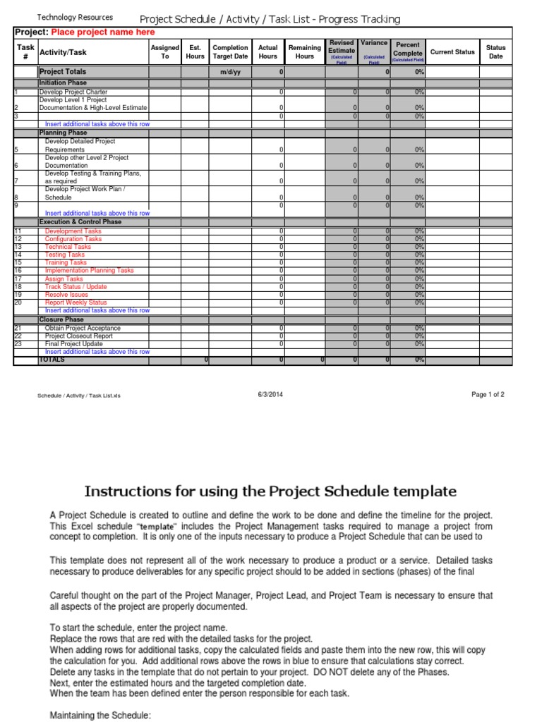 Project Task List and Progress Tracker | PDF | Project Management ...