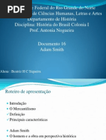 Trabalho de Brasil Colonia - Mercantilismo e Adam Smith