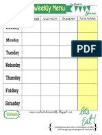 Weekly Menu Plan Printable - June Theme