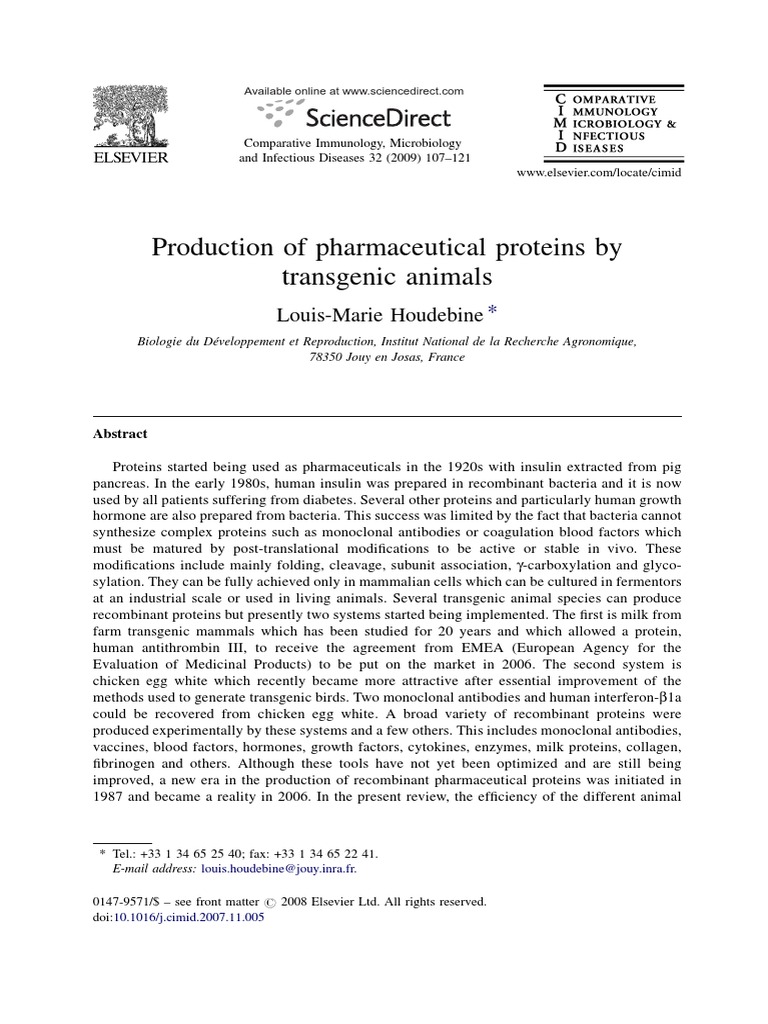 4. Production of Pharmaceutical Proteins by Transgenic