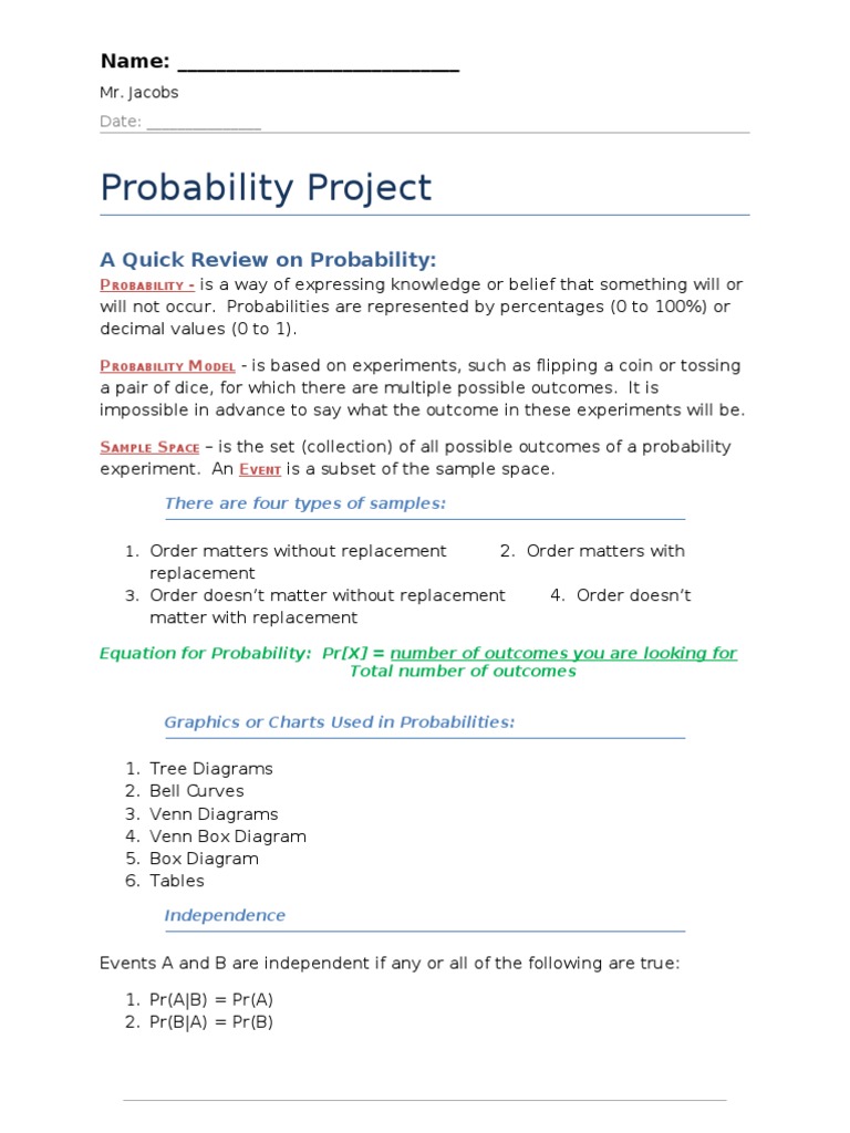 Probability Project Edited | PDF