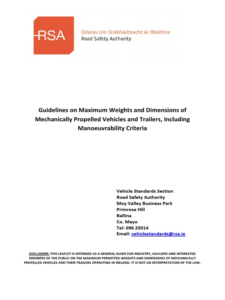 Weights Dimensions Leaflet | PDF