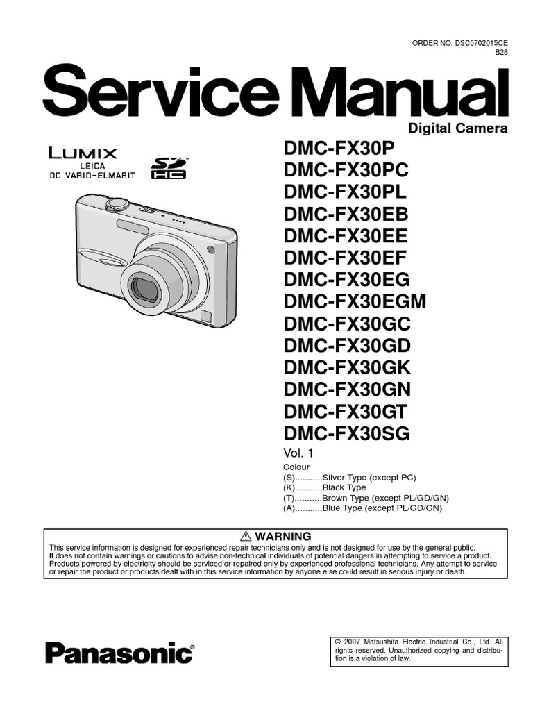 Panasonic Lumix DMC-FX30P Serice Manual | Ac Power Plugs And Sockets |  Electrostatic Discharge