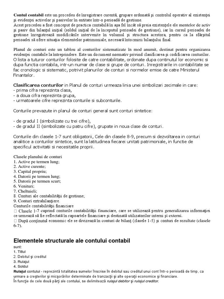 3.noţiuni, Rolul Şi Modul de Funcţionare A Conturilor Contabile | PDF