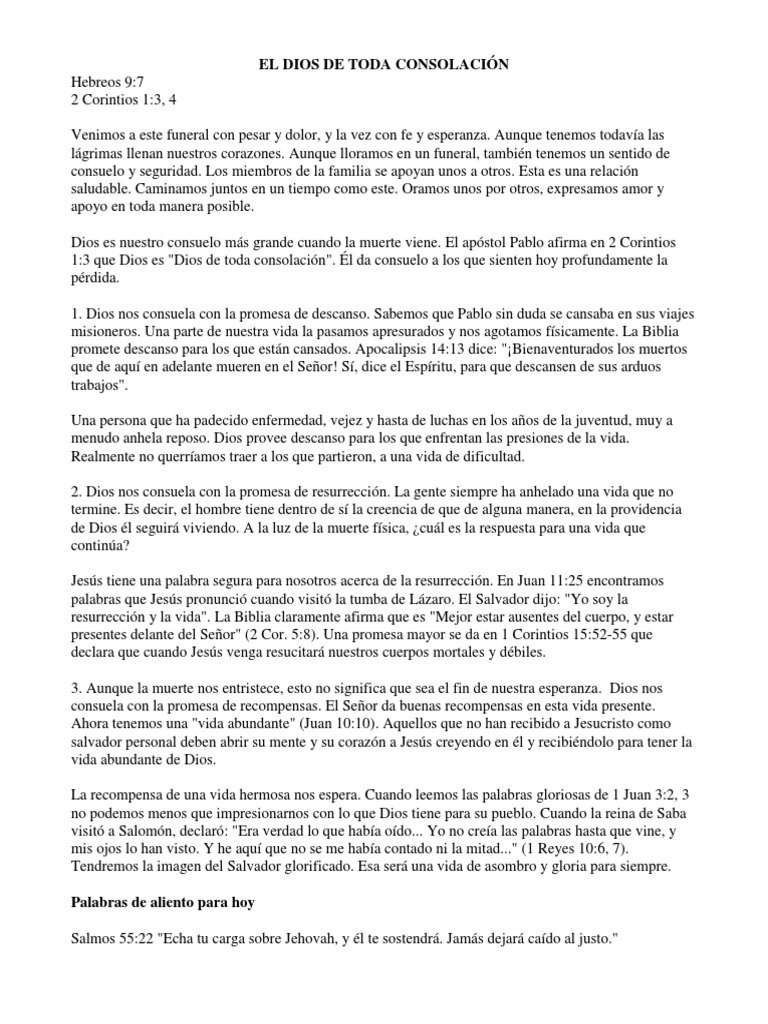 Dios de toda consolación en el duelo | PDF | La resurrección de Jesús ...