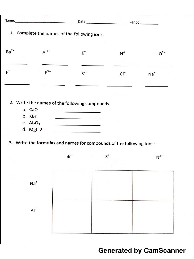 4_3 Naming Ionic Compounds Worksheet