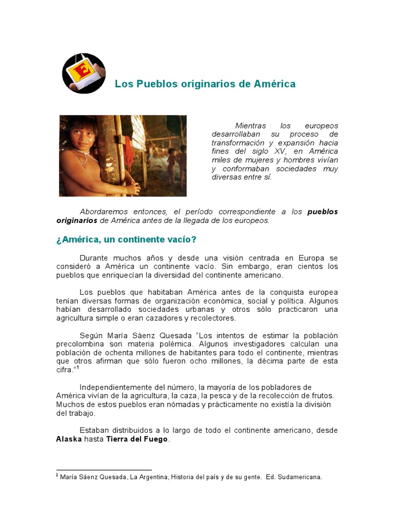 Diversidad de Pueblos Originarios en América | PDF | Américas | Gente ...