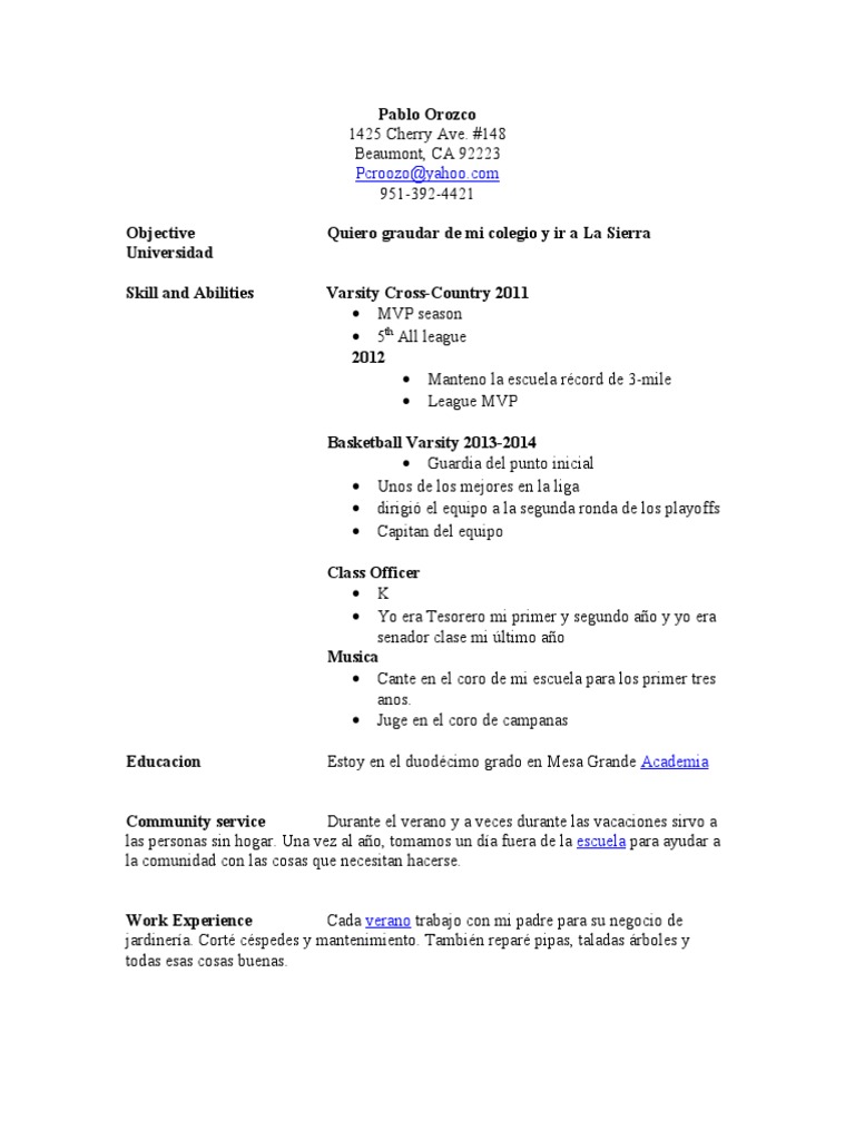 Spanish Resume | PDF
