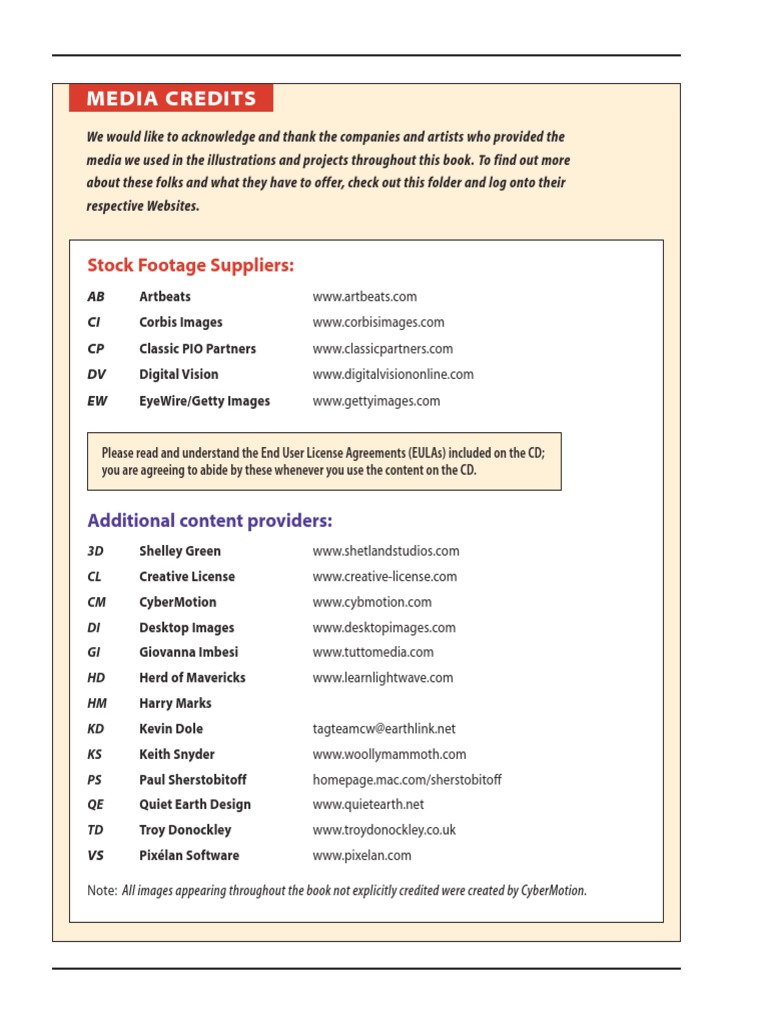 Media Credits and Stock Footage Sources | PDF