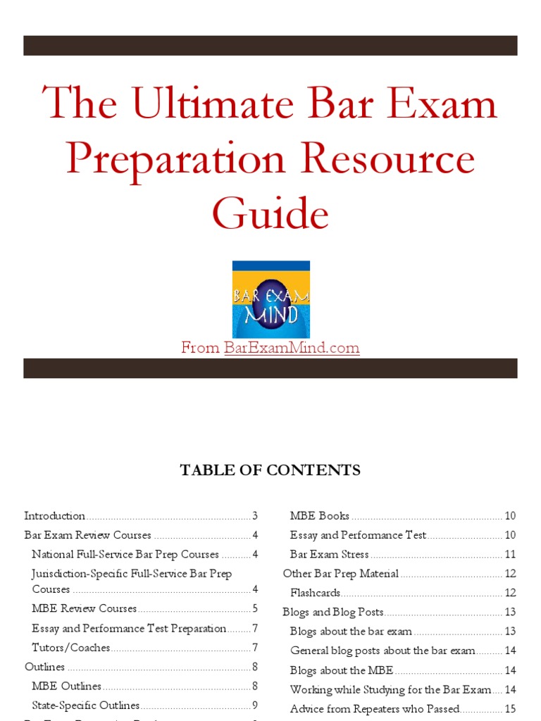 The Ultimate Bar Exam Preparation Resource Guide State Bar Of